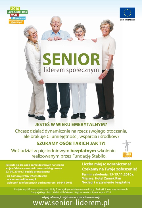 Zapraszamy na bezpłatne szkolenia w ramach projektu „Senior – liderem społecznym”